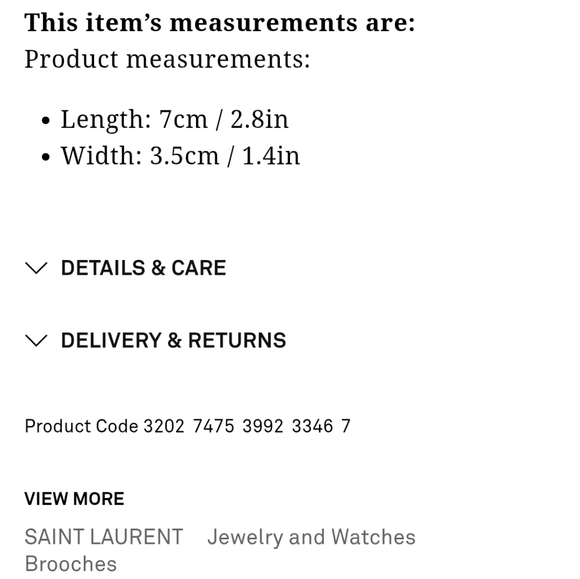 New With Box SAINT LAURENT Brooch Pin Silver & Black YSL Pin Logo & Pouch/box - Picture 10 of 11